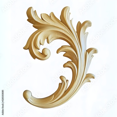 an ornate, carved wooden applique with a floral and leaf design, typically used for decorative purposes in furniture or architectural elements.