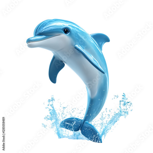 Wallpaper Mural Fluffy 3D Cartoon Dolphin with Glowing Blue Highlights Isolated on Transparent Background Torontodigital.ca