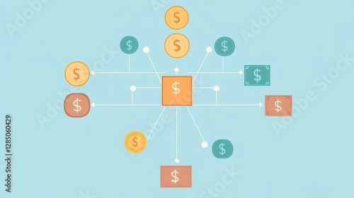 Wallpaper Mural Passive income flowchart flat design top view financial freedom theme animation split-complementary color scheme. Torontodigital.ca
