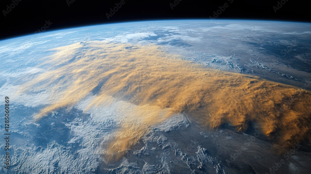 Majestic View of Earth from Space Showcasing Clouds and Horizon Glow in Vibrant Colors Majestic View of Earth from Space Showcasing Clouds and Horizon Glow in Vibrant Colors