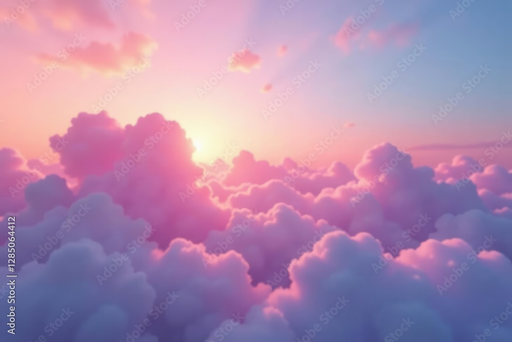 Soft pink clouds spread across the morning sky, morning, sunrise Soft pink clouds spread across the morning sky, morning, sunrise