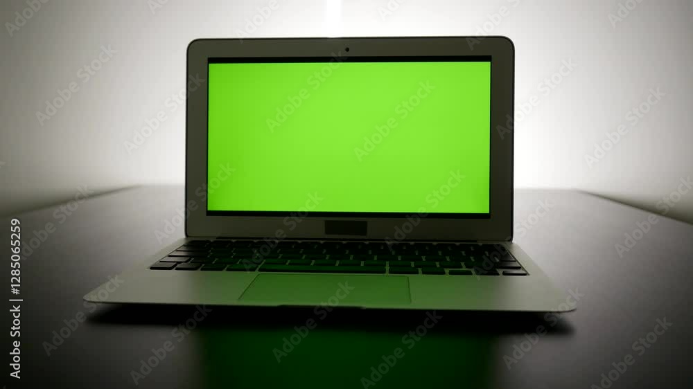 Laptop equipped with a Green Screen, ideal for Video Editing or engaging Presentations Laptop equipped with a Green Screen, ideal for Video Editing or engaging Presentations