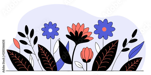 Ilustración floral decorativa - Estilo moderno escandinavo