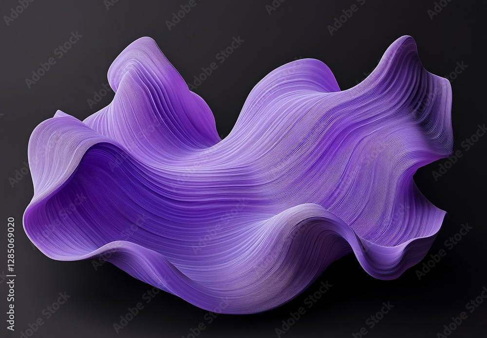 Obraz premium Smooth and flowing abstract purple curved shapes on a clean backdrop