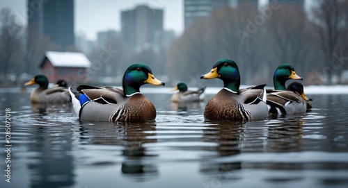 city winter lake featuring wild ducks 21
