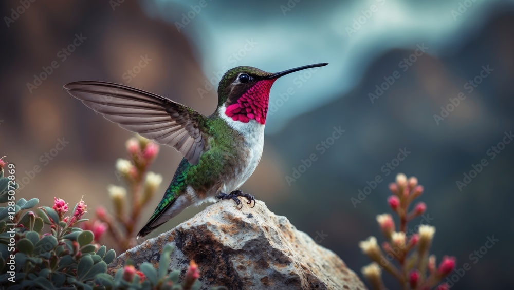 Fototapeta premium Mountain Ruby-Throated Hummingbird