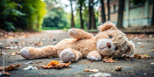 A crushed and mangled stuffed animal