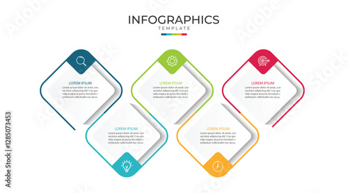 Vector infographic thin line design with marketing icons. Business concept with 5 options