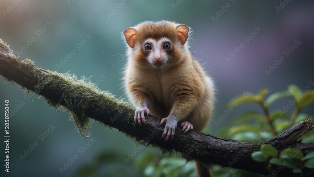 Pygmy Marmoset Callithrix Cebuella pygmaea perched on a limb Pygmy Marmoset Callithrix Cebuella pygmaea perched on a limb