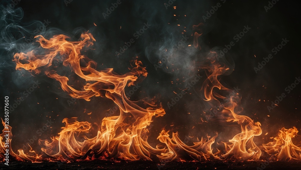 Fototapeta premium textured flame patterns for banner backdrop, 3 x 1 format