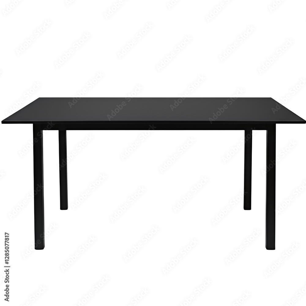 Modern Black Dining Table Isolated on White Background Minimalist Design Modern Black Dining Table Isolated on White Background Minimalist Design
