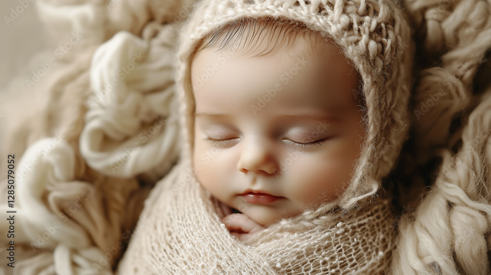 A newborn baby wrapped in a soft blanket, embodying innocence and new beginnings. A newborn baby wrapped in a soft blanket, embodying innocence and new beginnings.