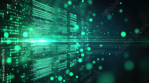 Wallpaper Mural Abstract background with green glowing rays and bokeh dots. Big data concept. Vector for banner. Green tech wallpaper. Torontodigital.ca