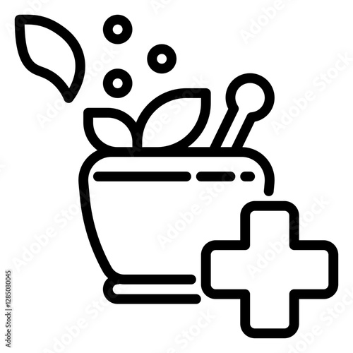 mortar pestle icon, line icon style
