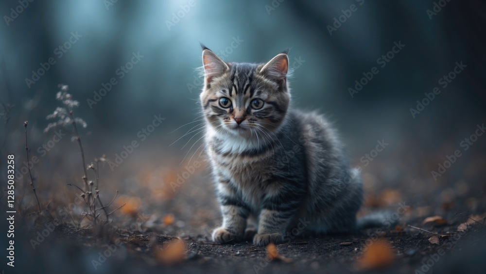 kitten with a soft-focus background kitten with a soft-focus background