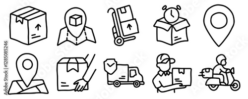 hand drawn delivery icon set