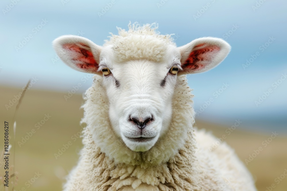 High Resolution Visual of Closeup of a White Sheep with Funny Ears High Resolution Visual of Closeup of a White Sheep with Funny Ears