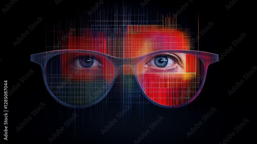 Fototapeta premium Abstract Digital Illustration of Eyes Behind Futuristic Glasses