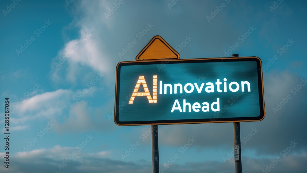 Obraz premium A digital road sign displaying the message