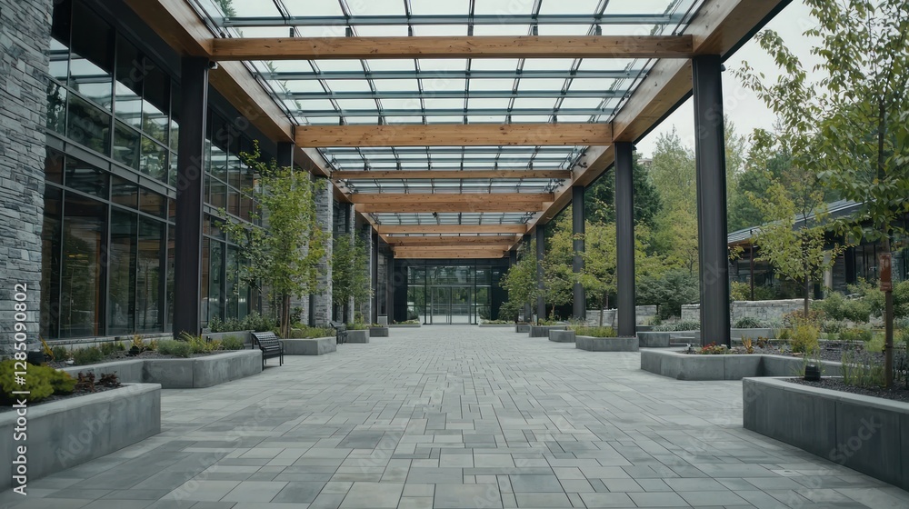 Modern Glass Canopy Pathway Modern Glass Canopy Pathway