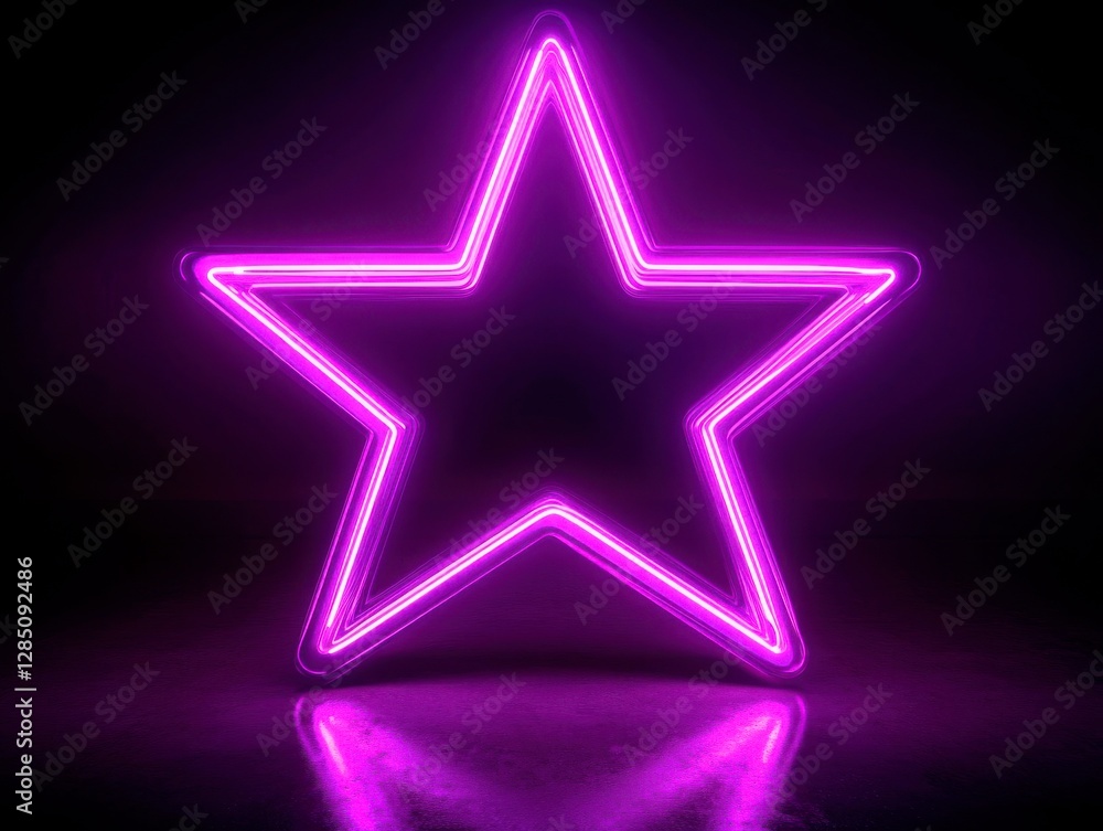 A vibrant neon purple star illuminates a dark background, creating a striking visual for entertainment, nightlife, and design projects. A vibrant neon purple star illuminates a dark background, creating a striking visual for entertainment, nightlife, and design projects.