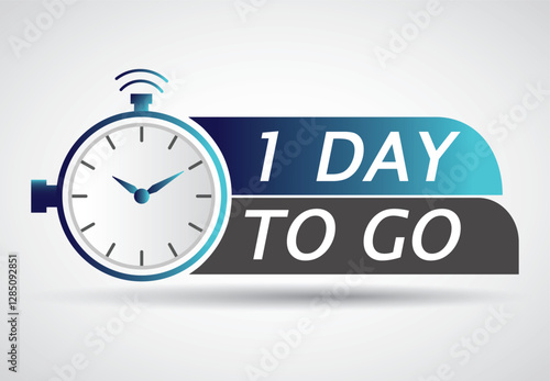 1 day to go in Clock style. Special offer badge. Web design. Sale tag, for webinar banner, live event