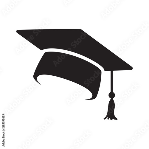 Graduation hat icon, mortarboard cap symbols isolated on white background