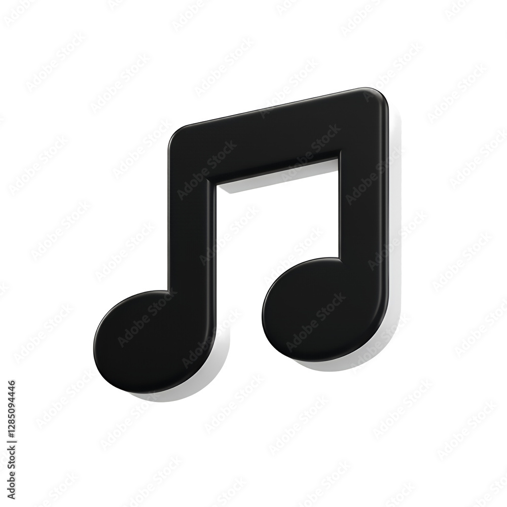 Black Music Note Icon 3D Render Isolated White Background Black Music Note Icon 3D Render Isolated White Background