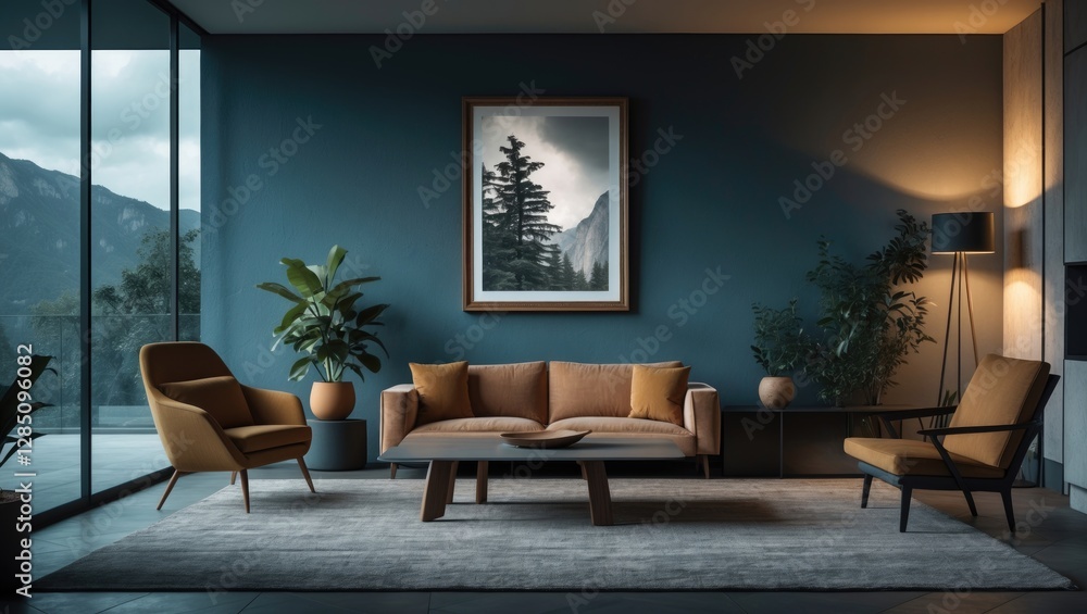 Obraz premium detailed view of a mockup frame within a modern living space