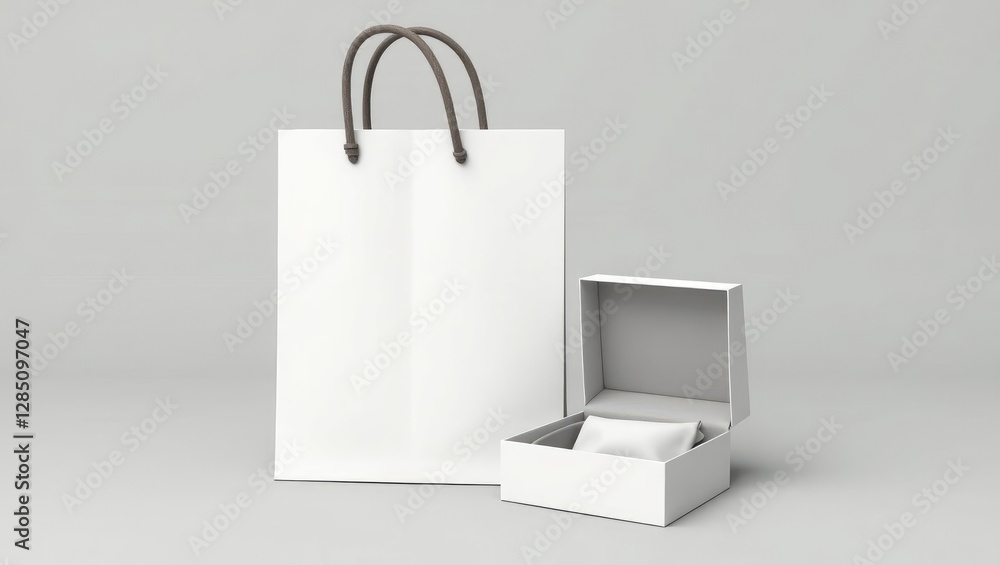Blank Shopping Bag and Jewelry Case for Mockup Displays