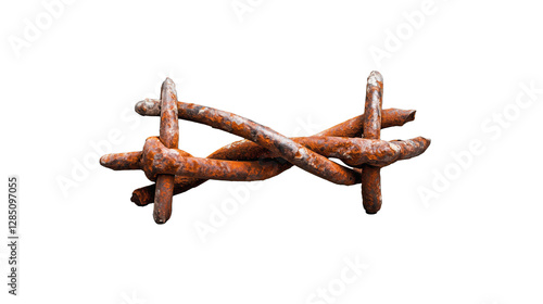 Rusty Metal Nails Cluster on Transparent Background