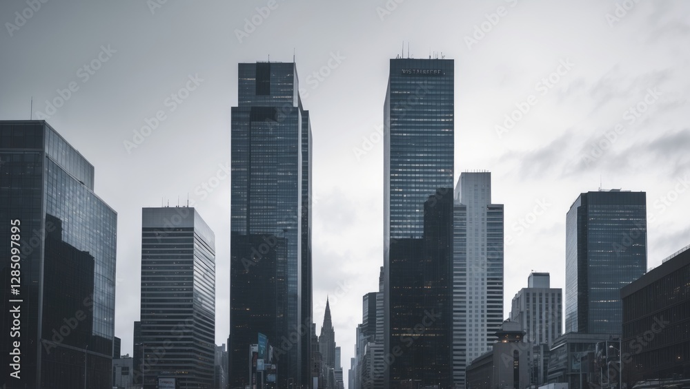 Image depicting a contemporary cityscape in a stark white backdrop with space for notes. Representations of corporate achievements, international businesses, tall buildings, and financial sectors. Image depicting a contemporary cityscape in a stark white backdrop with space for notes. Representations of corporate achievements, international businesses, tall buildings, and financial sectors.