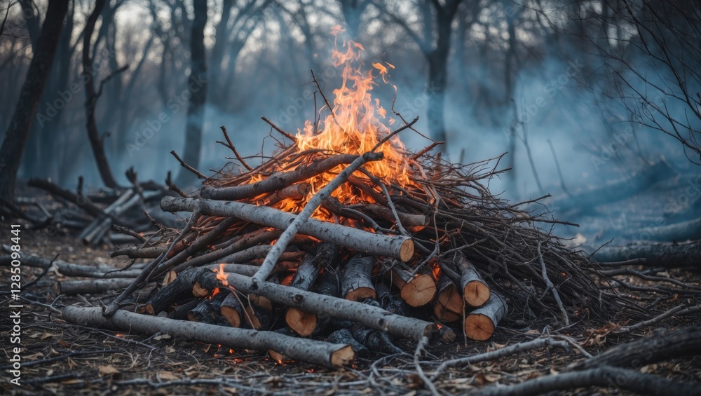 collection of dry twigs and logs for fire set against a white backdrop collection of dry twigs and logs for fire set against a white backdrop