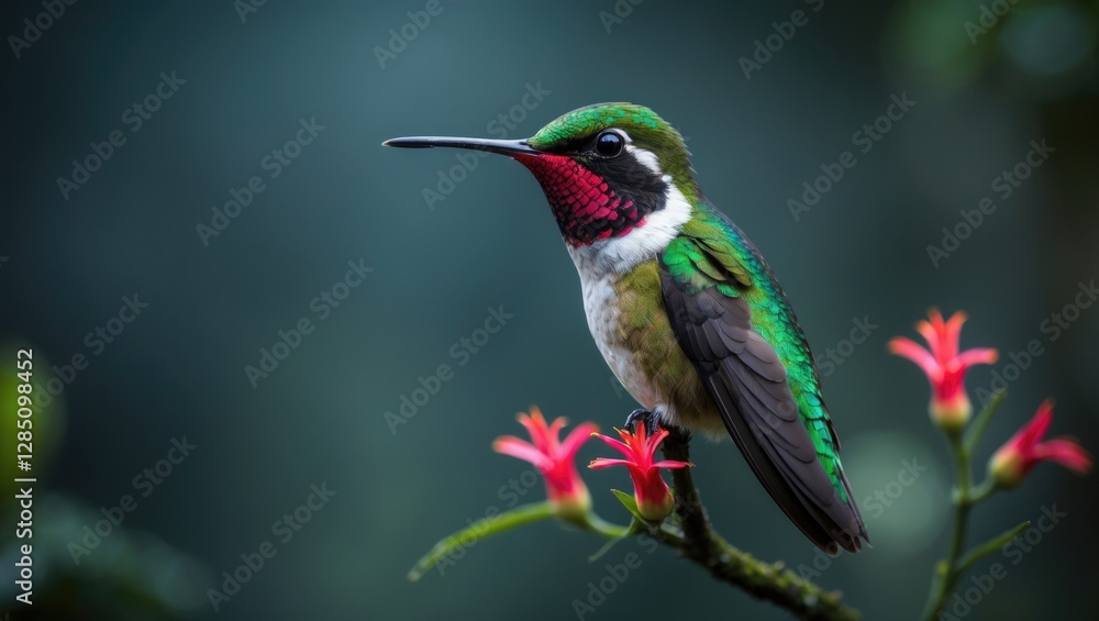 Fototapeta premium Collared Inca (Coeligena torquata), a hummingbird species, inhabits the moist Andean forests stretching from western Venezuela through Colombia, Ecuador, Peru, and Bolivia.