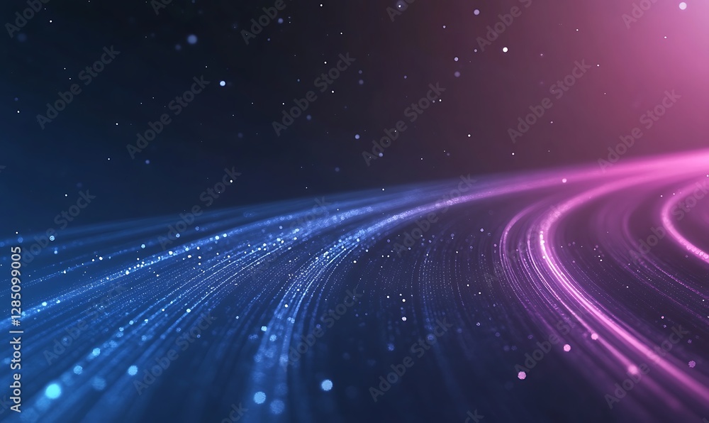 Obraz premium Abstract digital background with glowing lines in blue and pink tones, creating a dynamic, futuristic atmosphere.