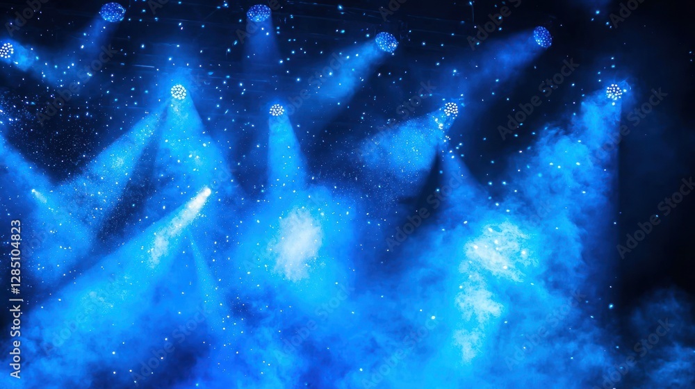 Obraz premium Mystical Blue Stage Lights and Smoke