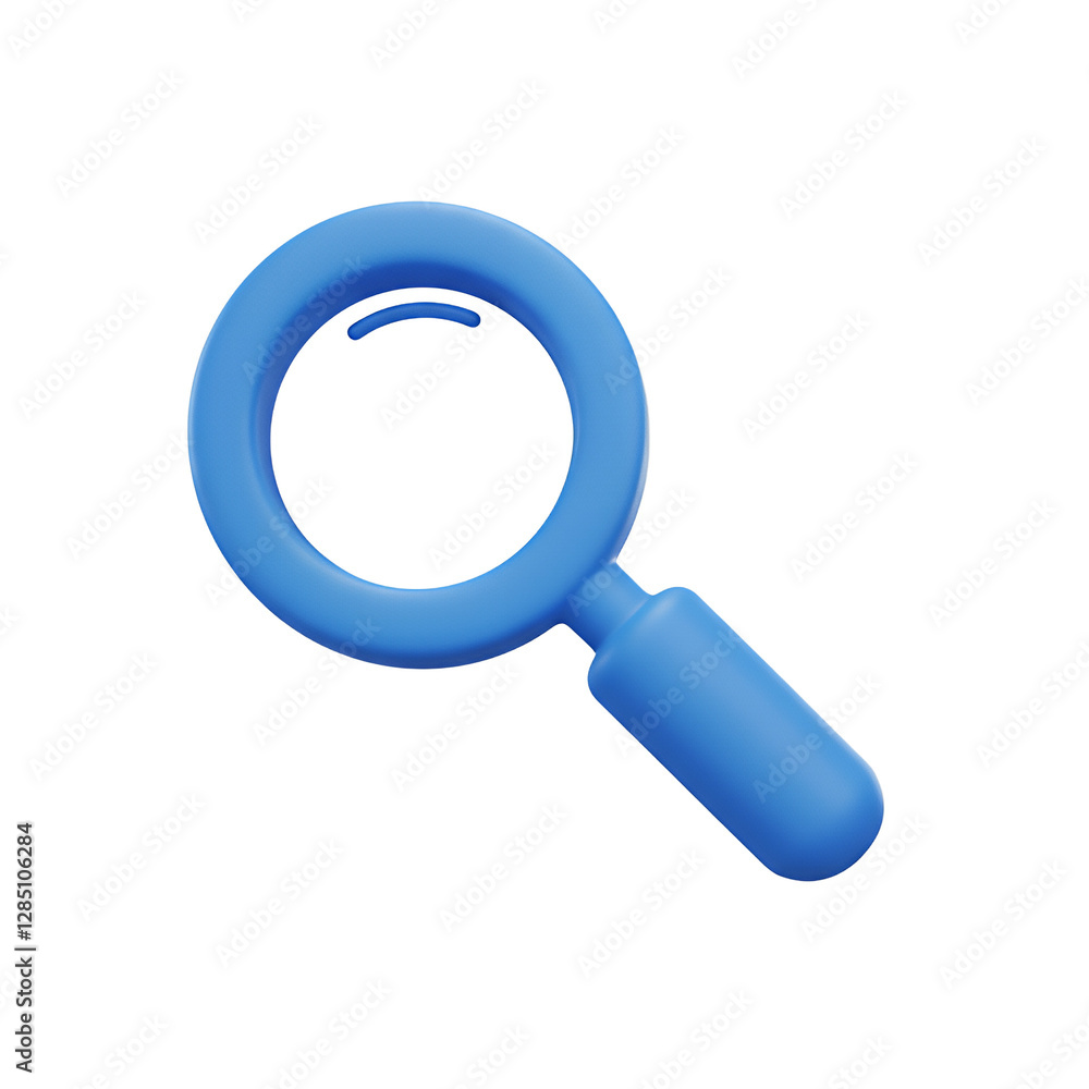 Blue Magnifying Glass Icon 3D Render Isolated Transparent Background Blue Magnifying Glass Icon 3D Render Isolated Transparent Background