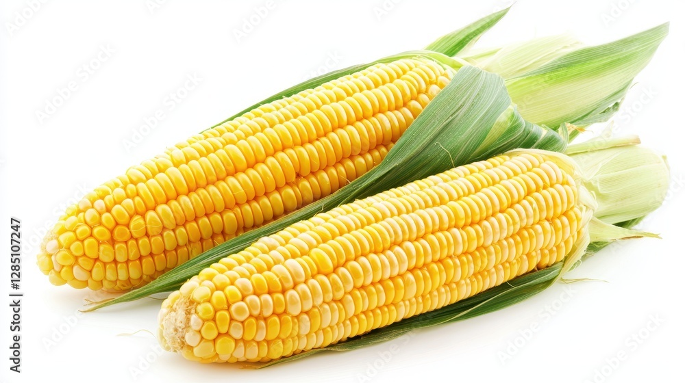 Fresh, vibrant corn on the cob showcasing golden kernels, surrounded by green husks, ideal for culinary uses and nutritious meals. Fresh, vibrant corn on the cob showcasing golden kernels, surrounded by green husks, ideal for culinary uses and nutritious meals.