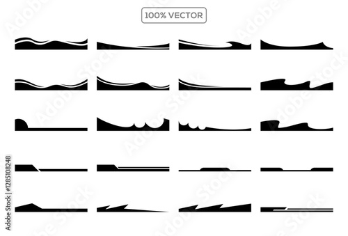 Border shape for website design. Compilation of assorted shapes for web page headers or footers. vector template