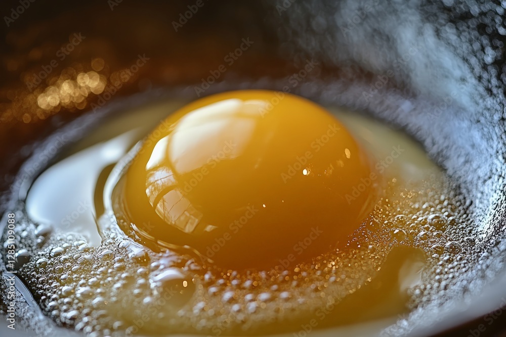 Cooking process fresh egg yolk close-up kitchen setting food photography natural light culinary art