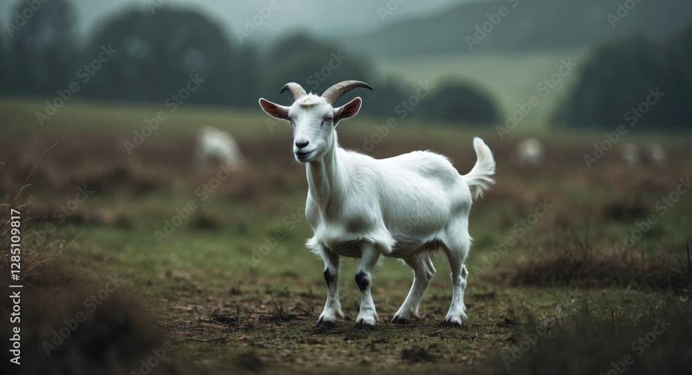 Obraz premium a goat enjoys rolling around in a lush natural field