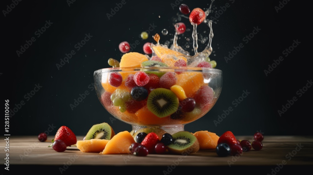 Vibrant fruit splash kitchen food photography indoor close-up freshness and flavor