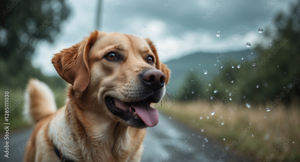 Sunstroke and pet health during warm months. Labrador retriever care. Tips to keep your dog cool. Dog training activities. Lively young dog outdoors. Closeup of whiskers and playful expression. Enj... Sunstroke and pet health during warm months. Labrador retriever care. Tips to keep your dog cool. Dog training activities. Lively young dog outdoors. Closeup of whiskers and playful expression. Enj...