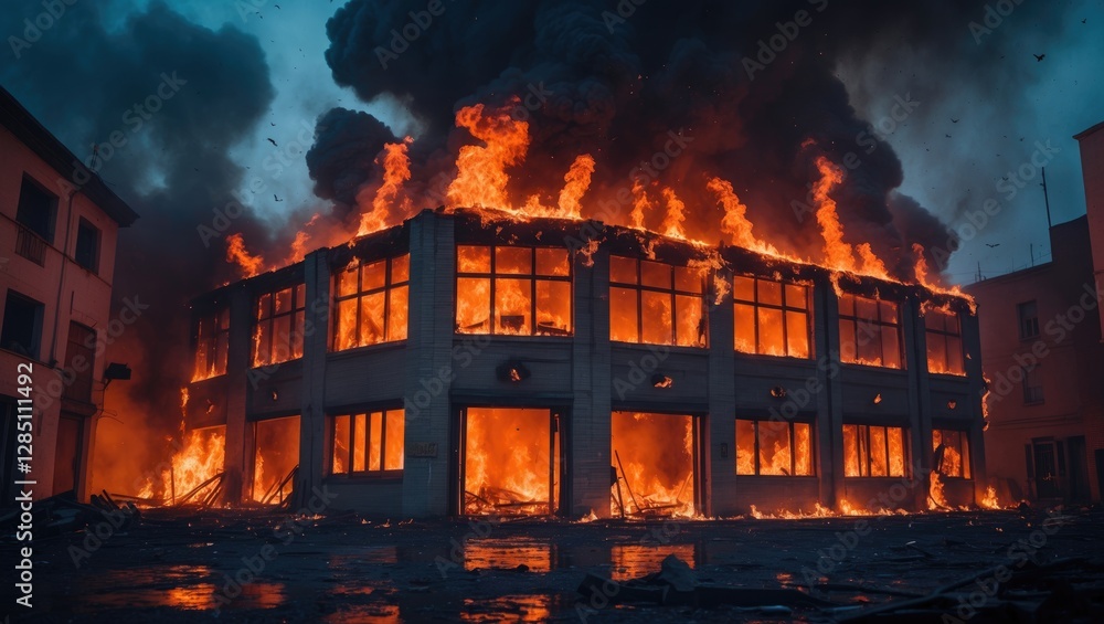 large blaze engulfing a structure large blaze engulfing a structure