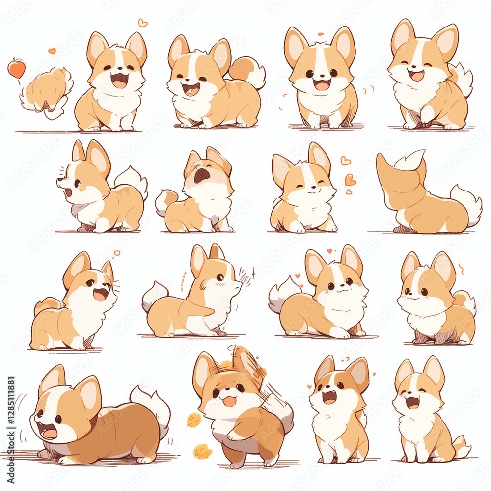 Obraz premium Cute Corgi Expressions: A Collection of Adorable and Playful Moments