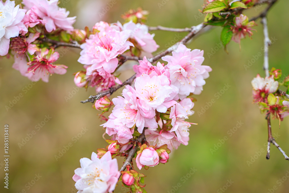 Close Up of Prunus Japonica Blossom with Delicate Petals Close Up of Prunus Japonica Blossom with Delicate Petals