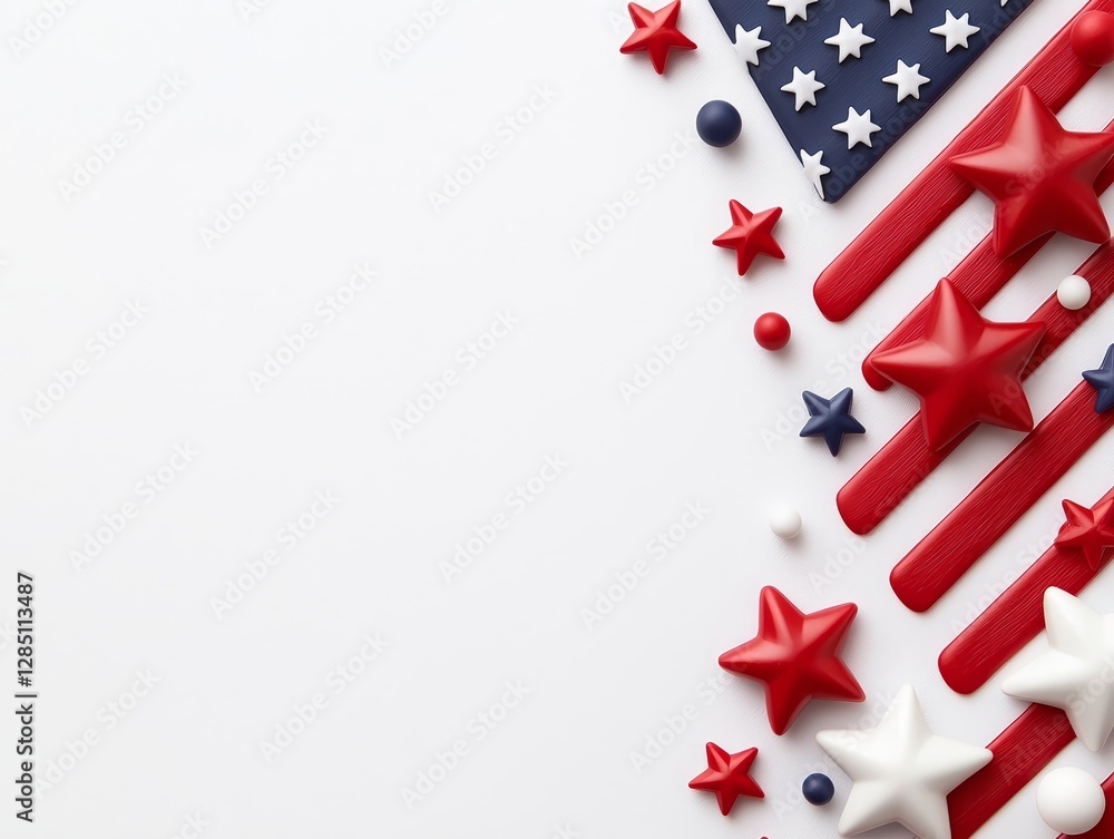 Fototapeta premium Patriotic Theme with Stars and Stripes for American Holiday Celebrations with Festive Decorations