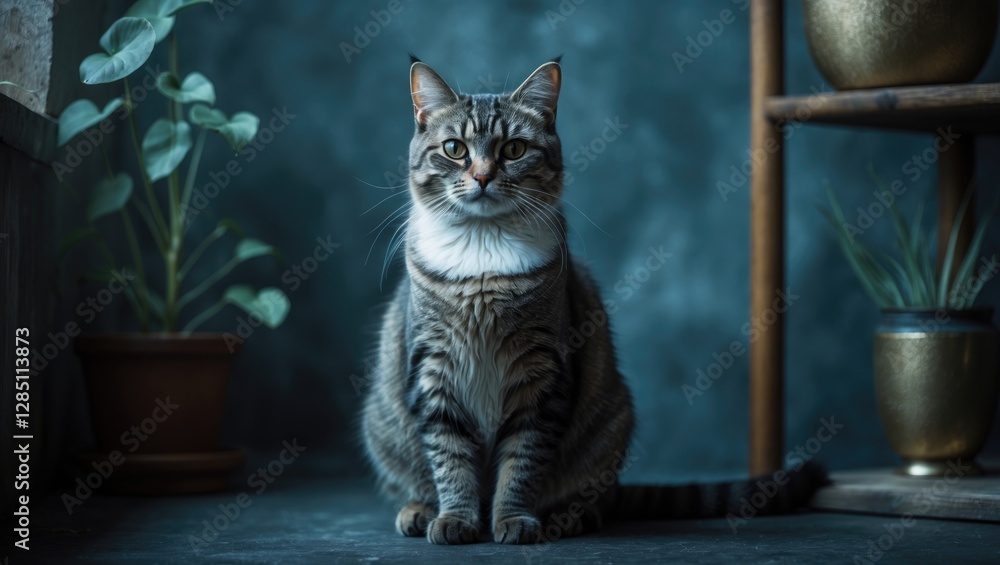 Obraz premium clever feline positioned elegantly
