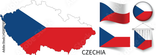 Free Download The different designs of Czechia's national flags and the map showing Czechia's borders - GFXLoad