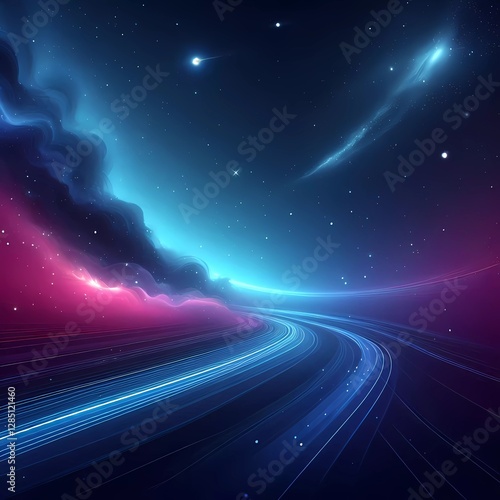 Seamless abstract futuristic minimalist space high tech background with glowing nebula cloud 